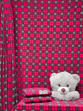 Polar Fleece Anti Pill Washable Soft Fabric- Trinian Tartan Pink Q1405 PNBK