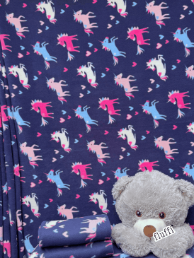 Polar Fleece Anti Pill Washable Soft Fabric- Unicorn Dreams Navy SQ355 NYPN