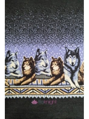 Polar Fleece Anti Pill Washable Soft Fabric- Winter Wolves SQ783 BKBL