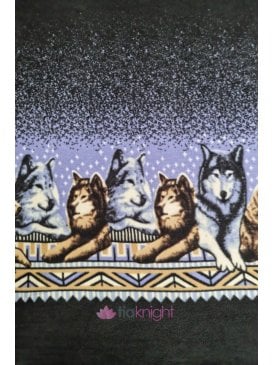 Polar Fleece Anti Pill Washable Soft Fabric- Winter Wolves SQ783 BKBL