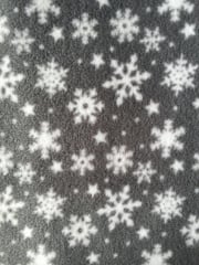 Polar Fleece Anti Pill Washable Soft Fabric- Winter Wonderland Snowflake Grey/White PPFL42 GRWHT
