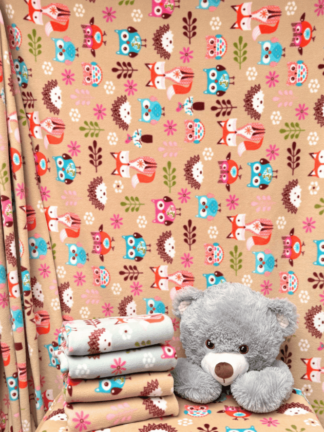 Polar Fleece Anti Pill Washable Soft Fabric- Woodland Print Q1219