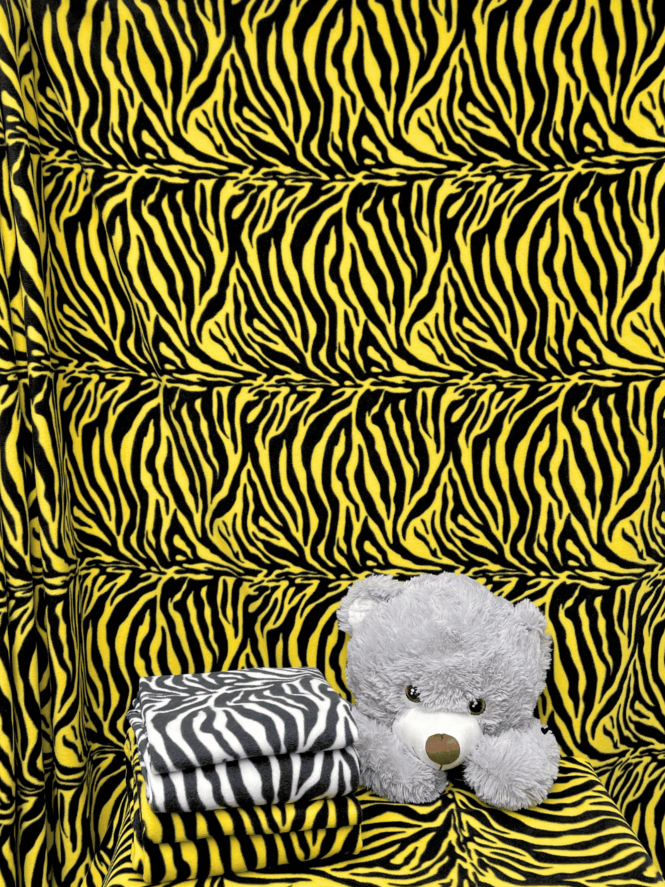 Polar Fleece Anti Pill Washable Soft Fabric- Yellow/Black Zebra Q816 YLBK
