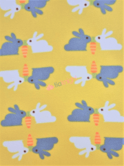 Polar Fleece Anti Pill Washable Soft Fabric- Yellow Rabbits SQ608 YL