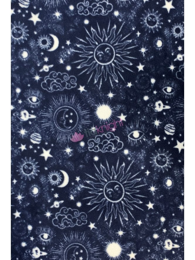 Polar Fleece Anti Pill Washable Soft Fabric- Zodiac Stars SQ816 NYWHT