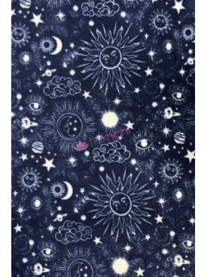 Polar Fleece Anti Pill Washable Soft Fabric- Zodiac Stars SQ816 NYWHT