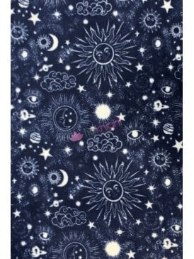 Polar Fleece Anti Pill Washable Soft Fabric- Zodiac Stars SQ816 NYWHT
