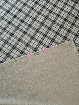 Polar Fleece Double Sided Anti Pill Washable Soft Fabric- Beige Tartan SQ553 BGBKWHT