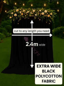 Poly Cotton 240cm Extra Wide Sheeting Material- Black SQ912 BK