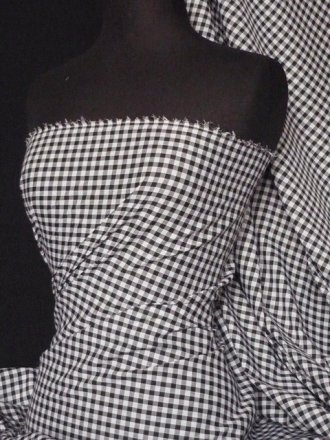 Poly Cotton Material- Black Gingham 1/4" Q562 BK