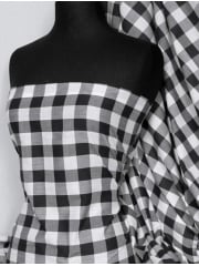 Poly Cotton Material- Black Gingham Q561 BKWHT