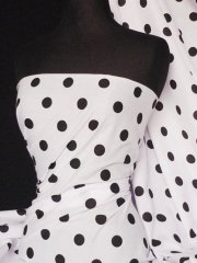 Poly Cotton Material- Black Polka Dots Q708 BK