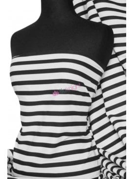 Poly Cotton Material- Black/White Vertical Stripe Q1015 BKWHT