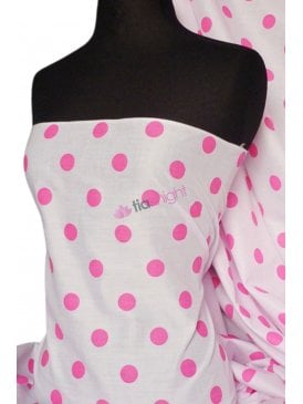 Poly Cotton Material- Cerise Polka Dots Q708 CRS