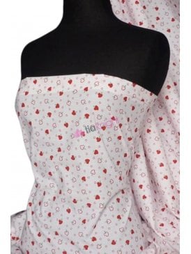 Poly Cotton Material- Love Apples Q1014 RDWHT