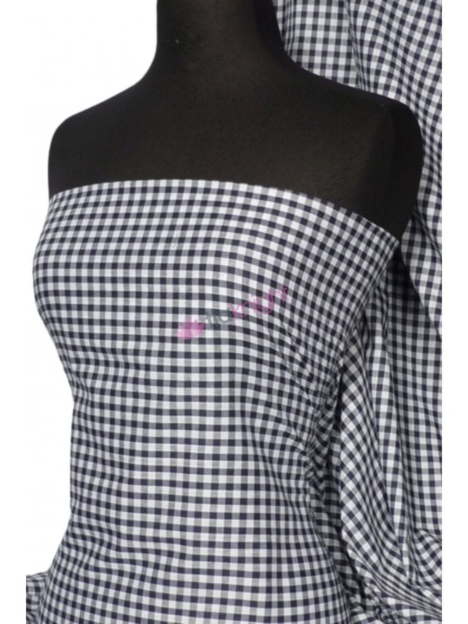 Poly Cotton Material- Navy 1/4" Check Gingham Q562 NY