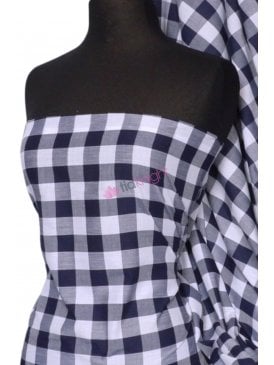 Poly Cotton Material- Navy Gingham Q561 NYWHT