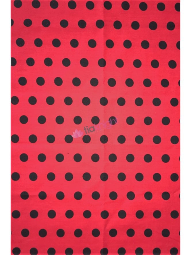 Poly Cotton Material- Red/Black Polka Dots Q708 RDBK