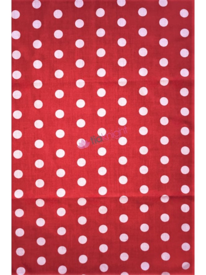 Poly Cotton Material- Red/White Polka Dots Q708 RDWHT