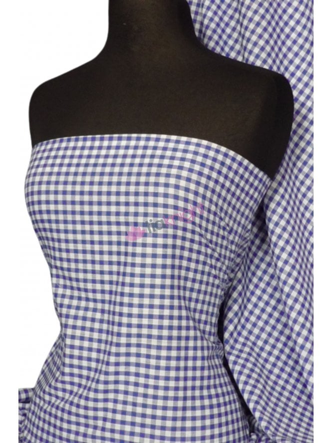 Poly Cotton Material- Royal Blue 1/4" Gingham Q562 RBL