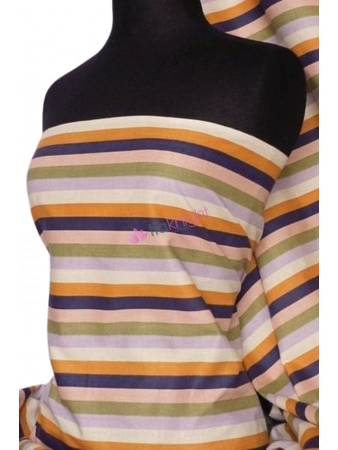 Poly Cotton Material- Vertical Multi Stripe Q1013 MLT