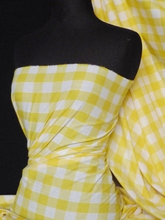 Poly Cotton Material- Yellow Gingham Q561 YL