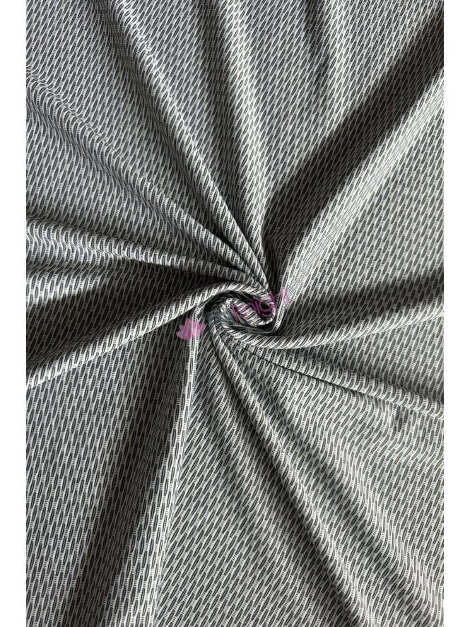 Poly Jersey 4 Way Stretch Dressmaking Fabric- Monochrome Abstract SQ880 WHTBK