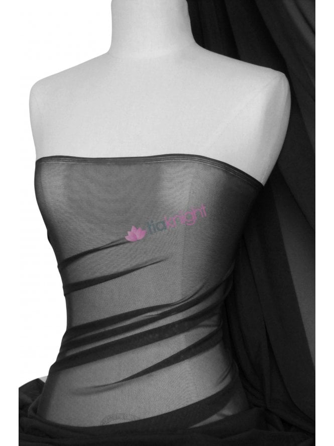 Poly Mesh Stretch Sheer Material- Black SQ43 BK