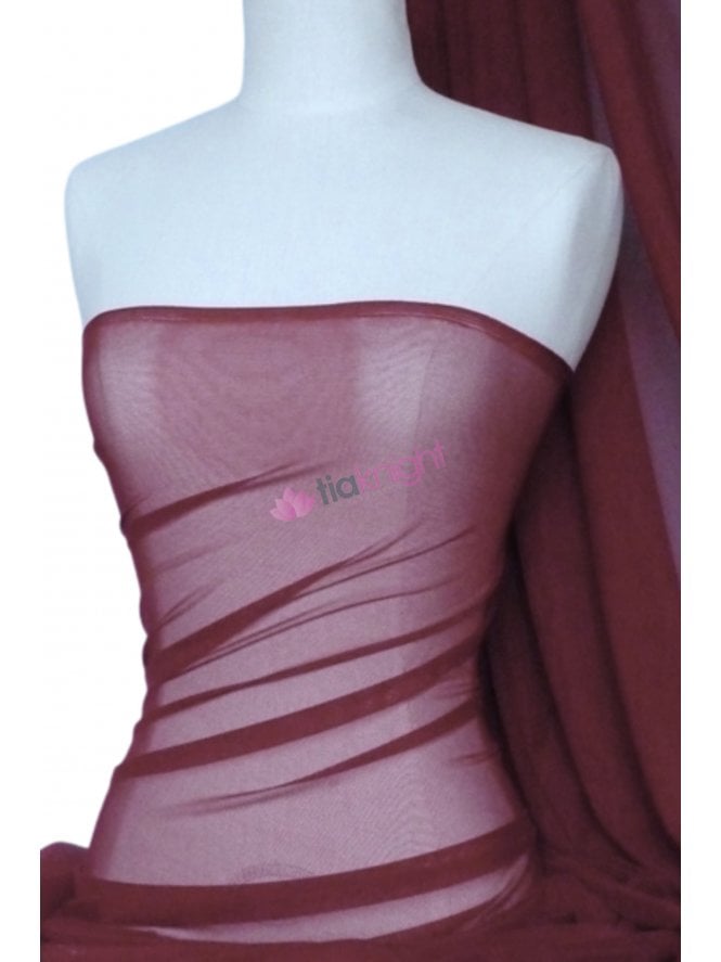 Poly Mesh Stretch Sheer Material- Burgundy SQ43 BGD