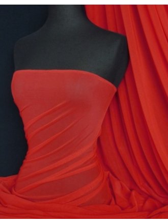 Poly Mesh Stretch Sheer Material- Oriental Red SQ43 ORRD