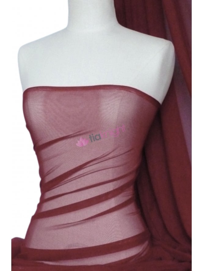Poly Mesh Stretch Sheer Material- Wine SQ43 WN