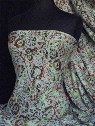 Poly Viscose Burn Out Light Weight Fabric- Green Multi Abstract Q1217 GRNMLT