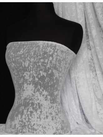 Poly Viscose Burn Out Light Weight Fabric- White Cloud Q532 WHT