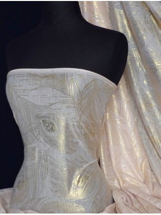 Poly Viscose Light Weight Fabric- Peach Gold Feather Q535 PCHGLD