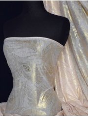 Poly Viscose Light Weight Fabric- Peach Gold Feather Q535 PCHGLD