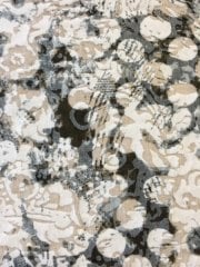 Poly Viscose Light Weight Sheer Burnout Stretch Fabric- Black/White Victorian Q1202 BKWH
