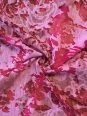 Poly Viscose Light Weight Sheer Burnout Stretch Fabric- Pink Floral Q1205 PN