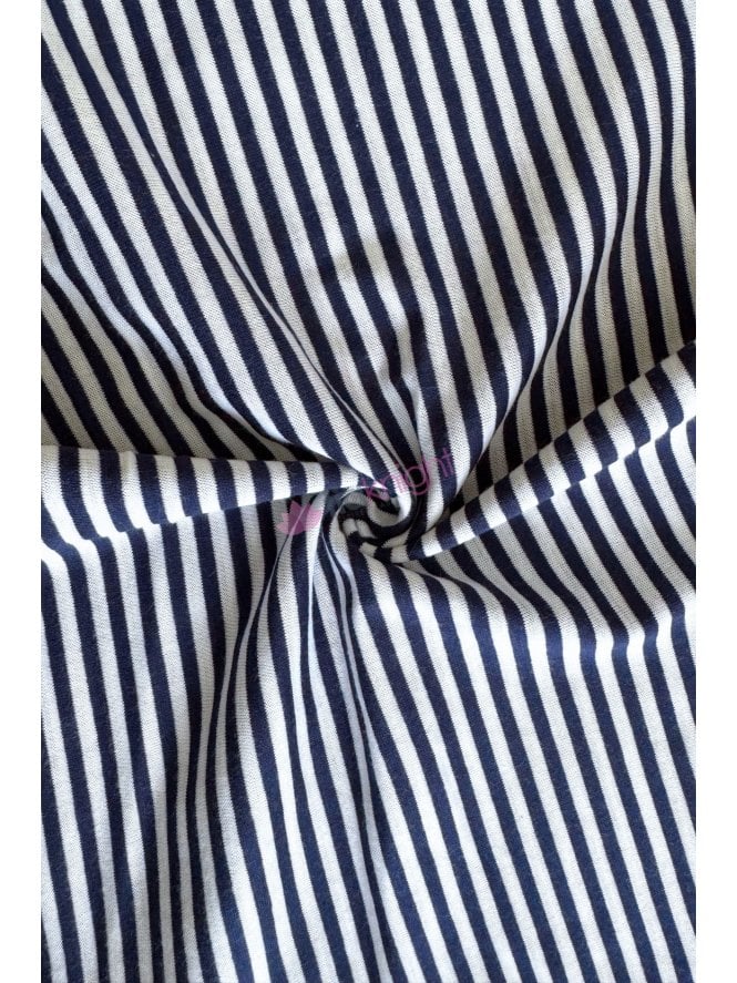 Poly Viscose Stretch Fabric- Navy/White Stripe SQ977 NYWHT