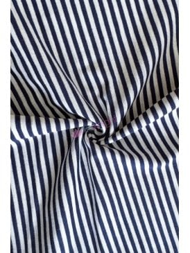 Poly Viscose Stretch Fabric- Navy/White Stripe SQ977 NYWHT