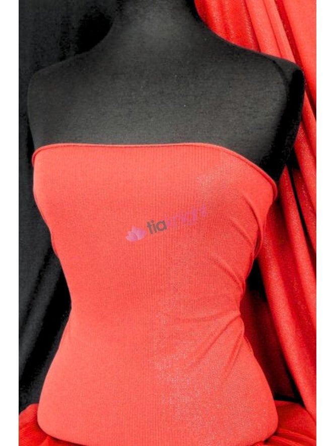 Polyester Light Weight Stretch Lurex Fabric- Red SQ29 RD