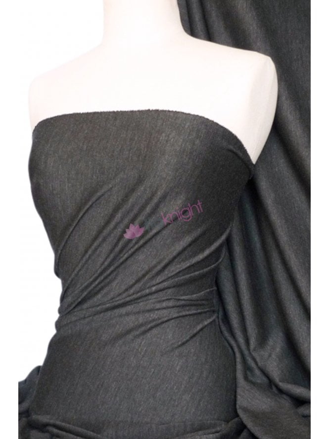 Ponte Double Knit Stretch Jersey Fabric- Marl Charcoal Q37 MCHR