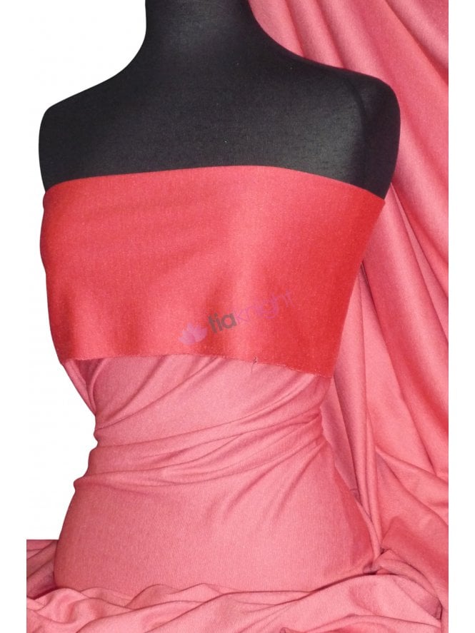 Ponte Double Knit Stretch Jersey Fabric- Marl Strawberry Q37 STWB