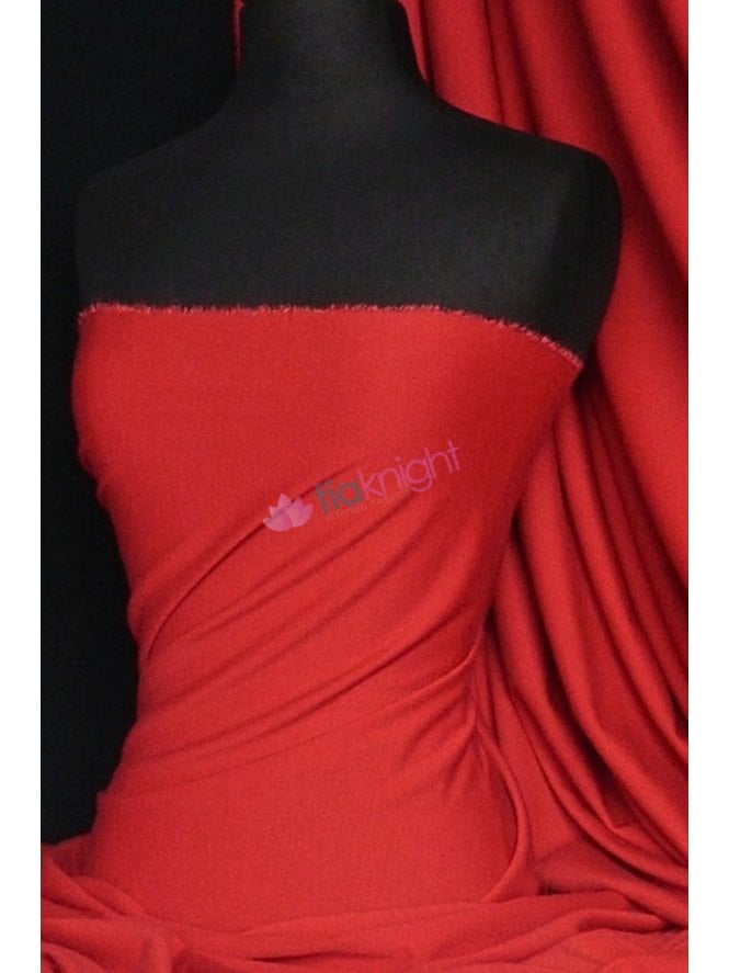 Ponte Double Knit Stretch Jersey Fabric- Red Q37 RD