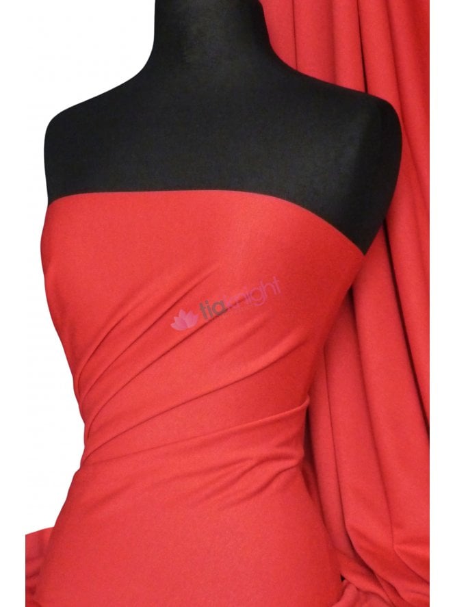 Ponte Double Knit Stretch Jersey Fabric- Tomato Red Q37 TMRD