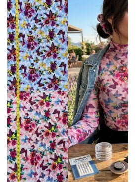 Power Mesh 4 Way Stretch Dressmaking Material- Floral Flutter SQ1017