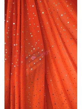 Power Mesh 4 Way Stretch Fabric- Holographic Silver Sequins Q1379
