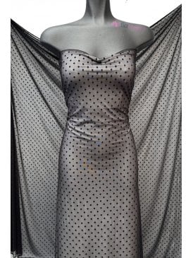 Power Mesh 4 Way Stretch Material- Black Dobby SQ720 BK