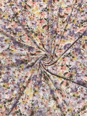 Power Mesh 4 Way Stretch Material- Lilac Wild Flowers SQ722 LILPN