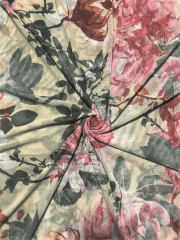 Power Mesh 4 Way Stretch Material- Vintage Blooms SQ723 STNMLT