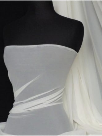 Power Mesh / Net 4 Way Stretch Fabric (210 cms Width) - White SQ85 WHT